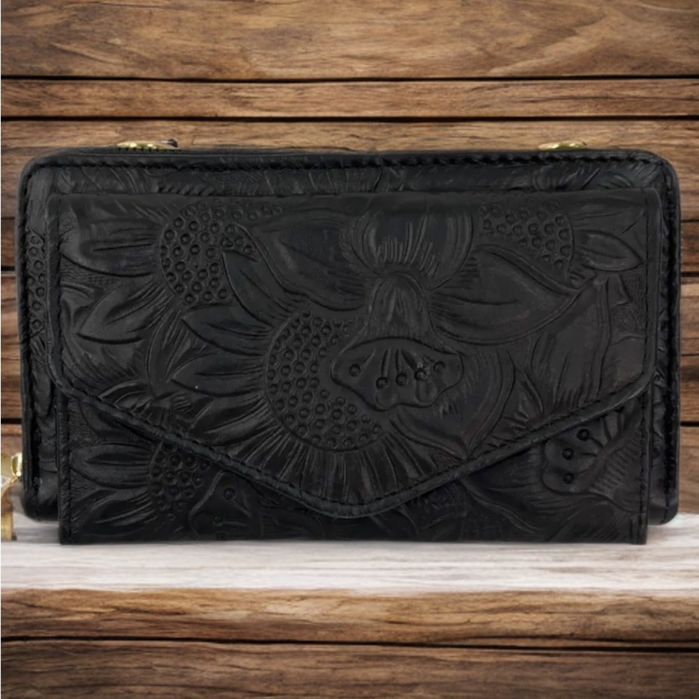 Black Embossed Leather Women's Bag